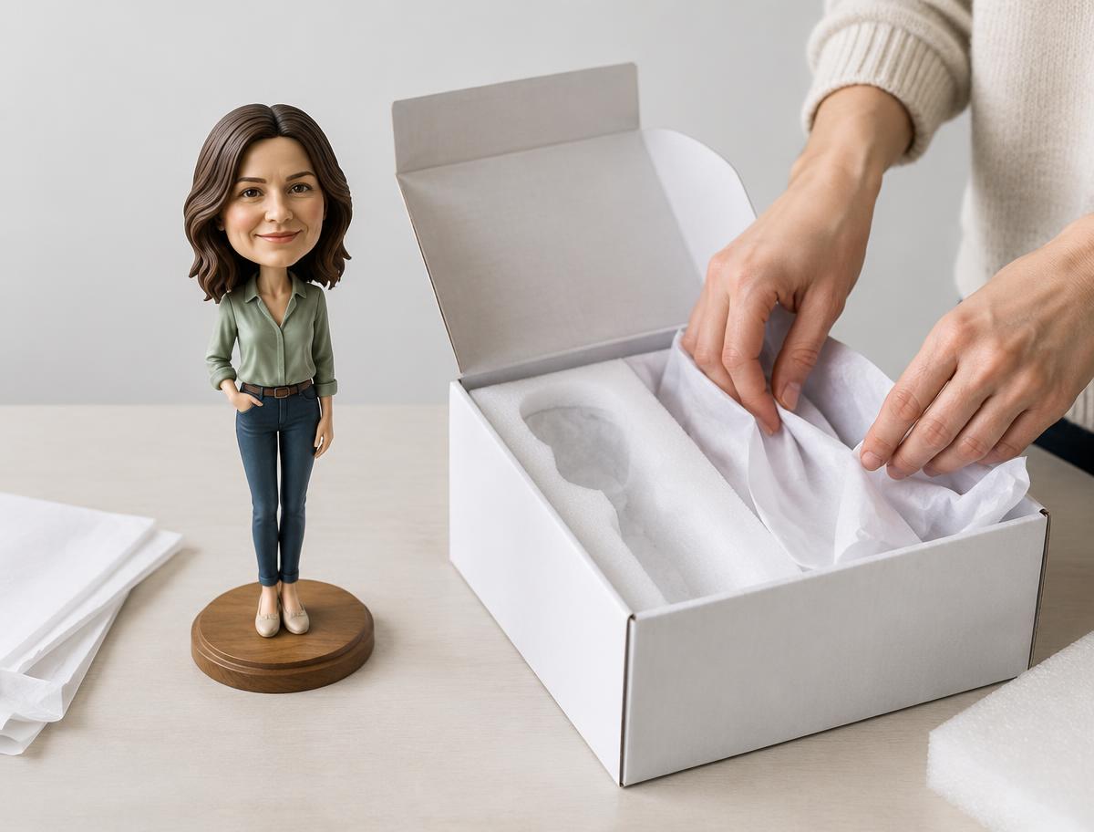 Illustration: figurine and protective packaging