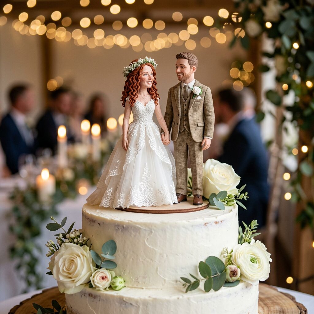 Hand-sculpted bobblehead: Cake toppers