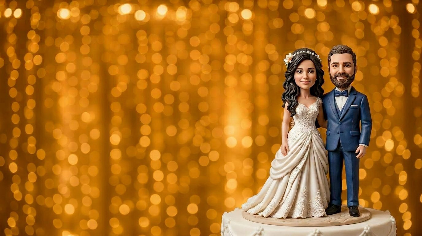 Personalized wedding cake figurine as cake topper
