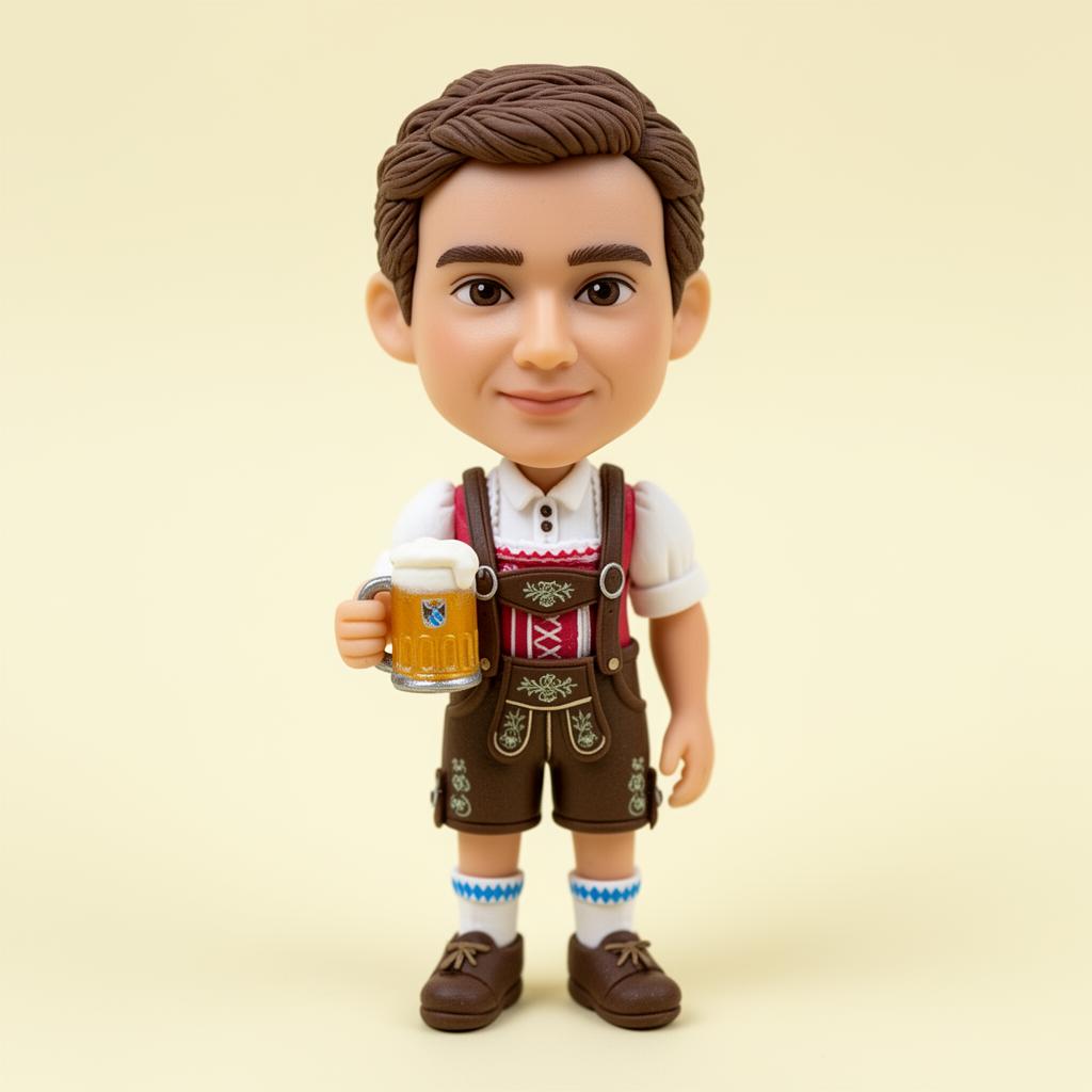 Oktoberfest bobblehead in dirndl and lederhosen