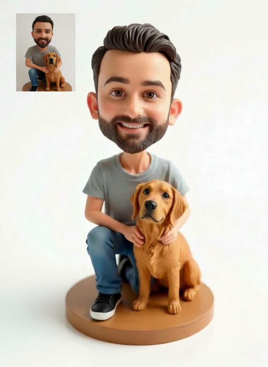 Hand-sculpted bobblehead: Pets