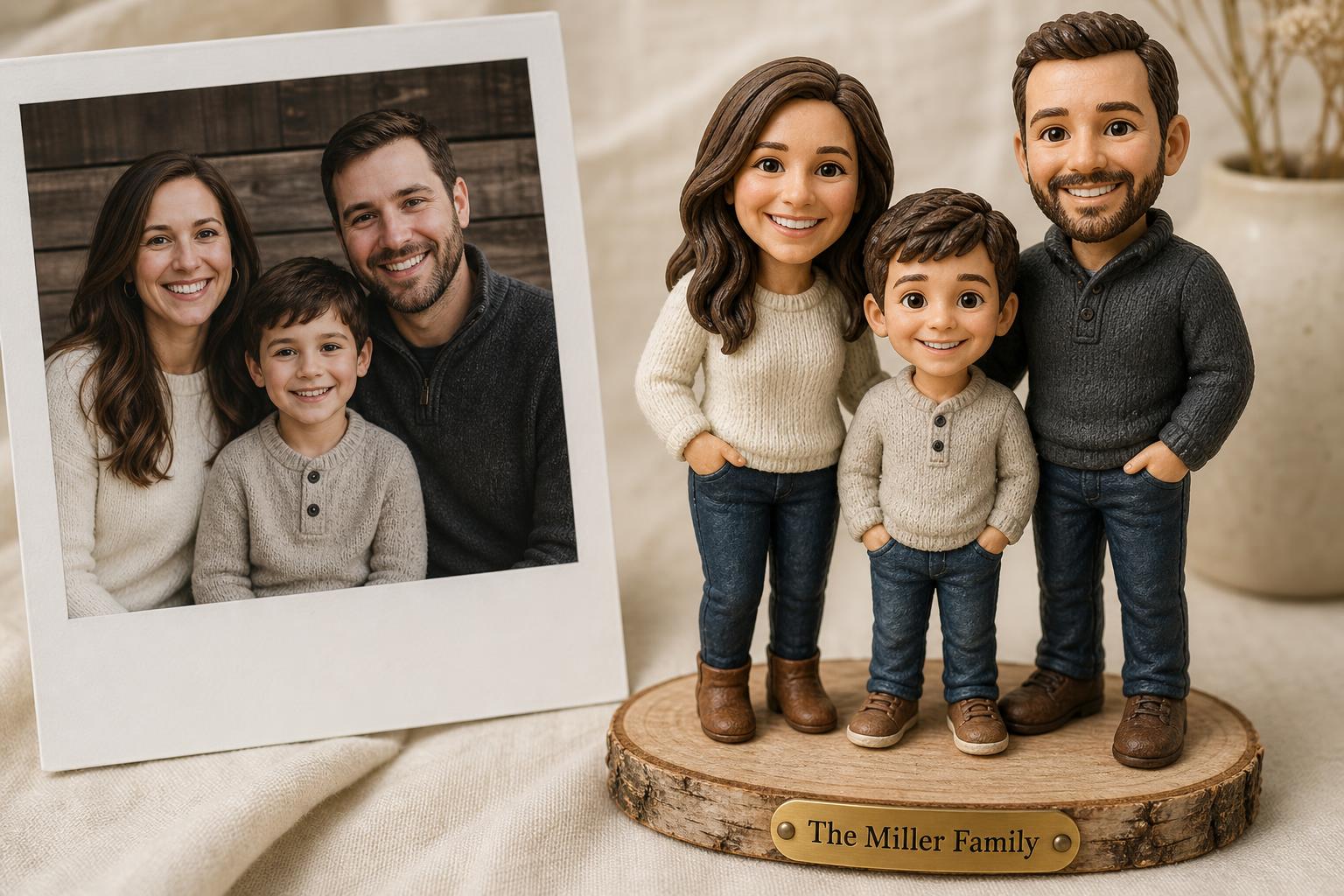 Family bobblehead personalised – group figure after photo