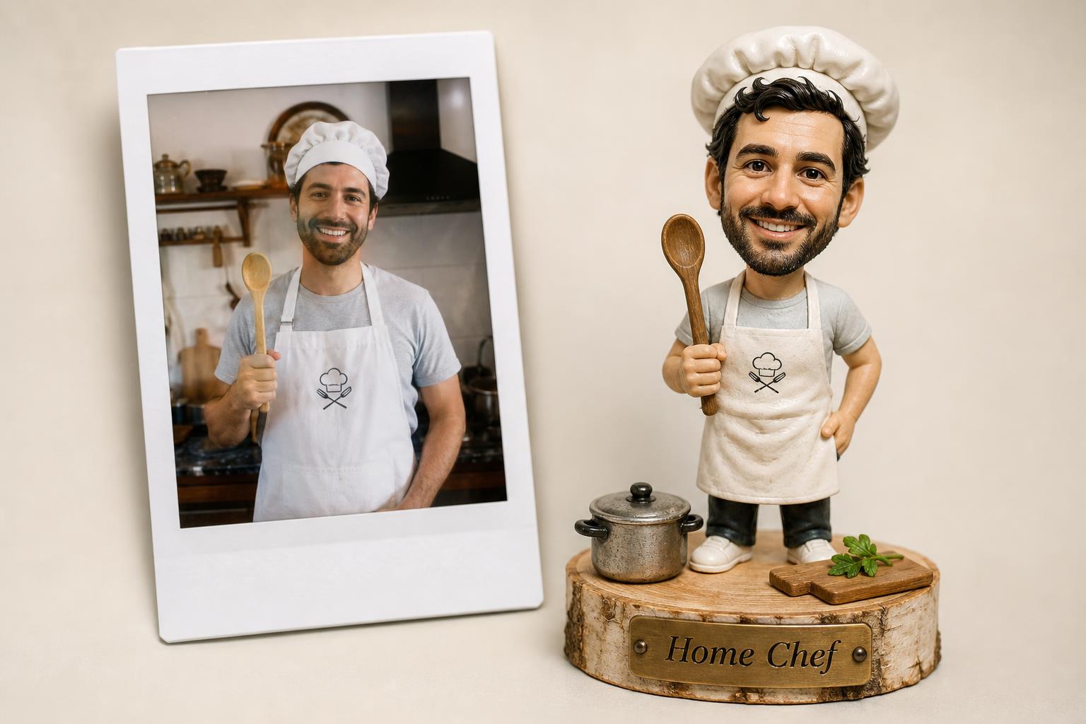 Chef bobblehead personalised – cooking figure after photo