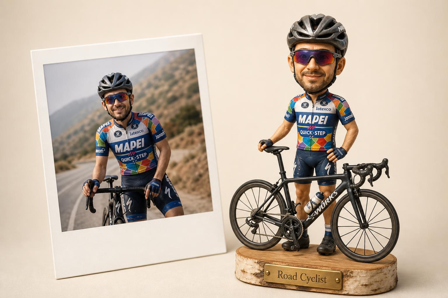 Cyclist bobblehead personalised – sports figure after photo